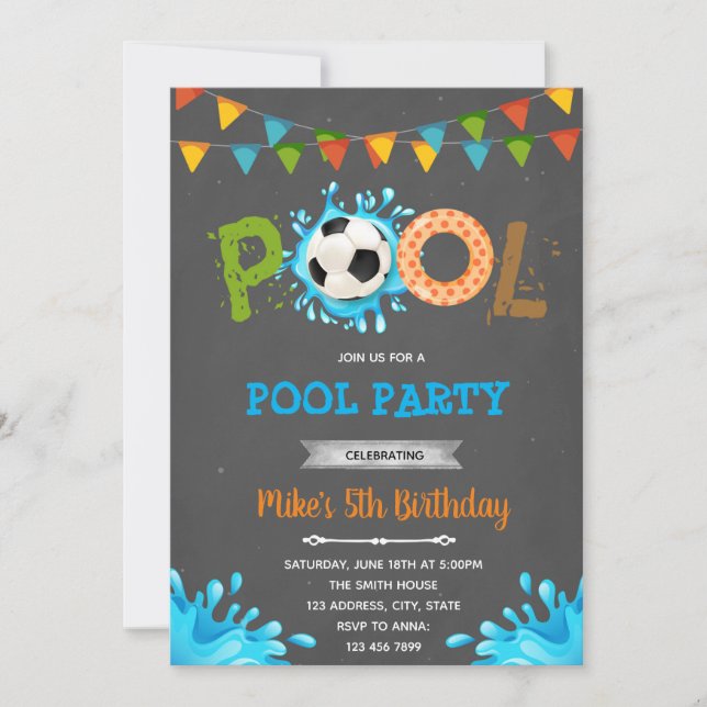 Invitación Fiesta de billar de fútbol (Anverso)