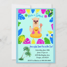 Invitación Fiesta de billar de Llama de verano personalizado