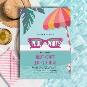 Invitación Fiesta de billar Leaf Tropical Moderno Cute Adoles