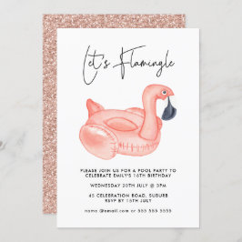 Invitación Fiesta de billar Let's Flamingle Flamingo Cumpleañ