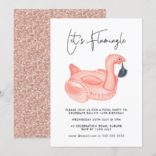 Invitación Fiesta de billar Let's Flamingle Flamingo Cumpleañ