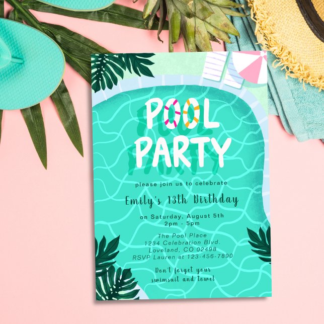 Invitación Fiesta de billar Verano moderno Tropical de moda C (Subido por el creador)