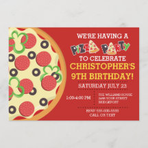 Invitación Fiesta de Birthday Pizza