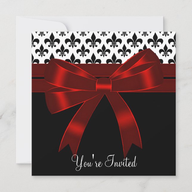 Invitación Fiesta de Black Fleur De Lis (Anverso)