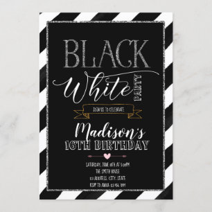 Invitación Fiesta de blanco y negro