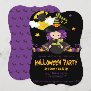 Invitación Fiesta de Bloque de Halloween de Niños Brujos 