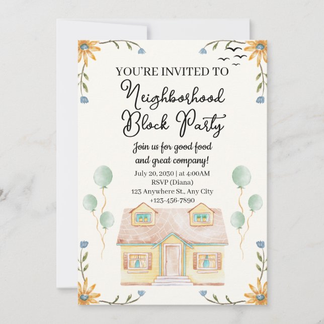 Invitación Fiesta de Bloques de Vecindad (Anverso)
