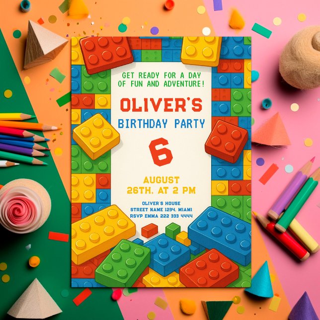 Invitación Fiesta de bloques luminosos - С cumpleaños (Subido por el creador)