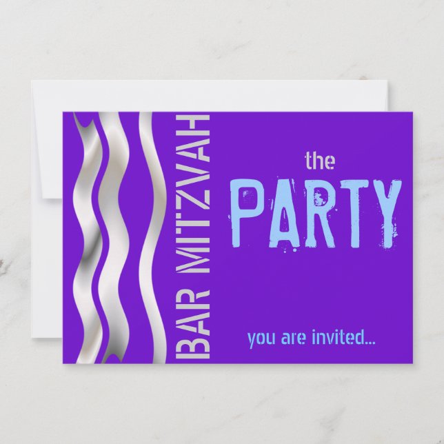 Invitación Fiesta de Blue Bar Mitzvah (Anverso)