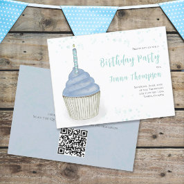 Invitación Fiesta de Blue First Birthday Boy Personalizado