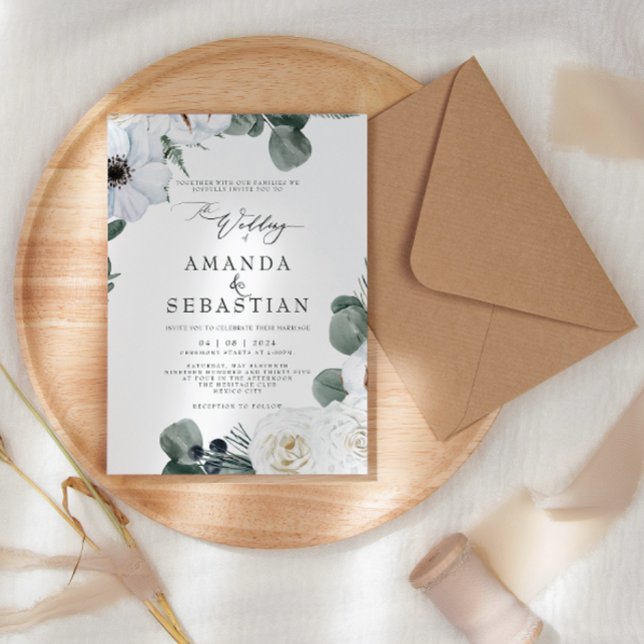 Invitación Fiesta de Boda de Agua de Invierno Floral (Subido por el creador)