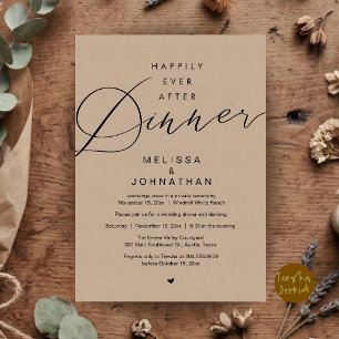 Invitación Fiesta de Boda de Elopement Cena Felices para Siem