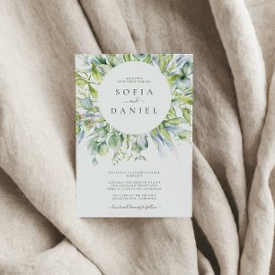 Invitación Fiesta de Boda de Invierno de Acuarela Verde