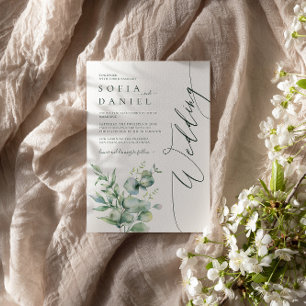 Invitación Fiesta de Boda de Invierno Floral de Acuarela Verd