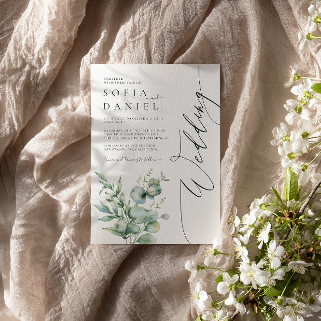 Invitación Fiesta de Boda de Invierno Floral de Acuarela Verd (Subido por el creador)