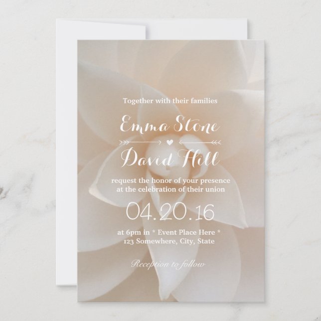 Invitación Fiesta de boda de jardín floral blanca simple (Anverso)