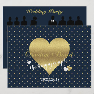 Invitación Fiesta de Boda de los Pólicos Azul Y Oro de la Mar