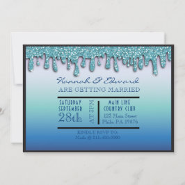 Invitación Fiesta de Boda de Mano de Espada Azul Aqua