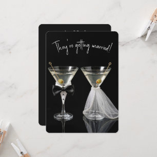 Invitación Fiesta de boda de pareja con cócteles de martini