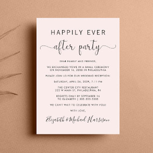 Invitación Fiesta de Boda Felices para Siempre Recepción Rosa