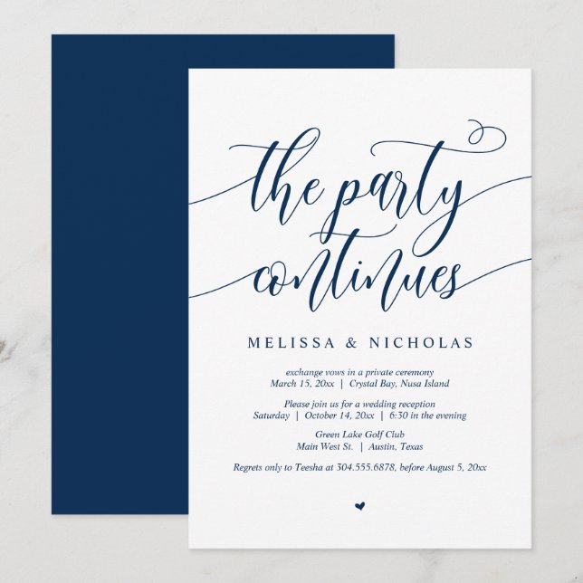 Invitación Fiesta de Boda Fugada, La Fiesta Continúa (Anverso / Reverso)
