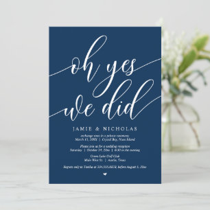 Invitación Fiesta de Boda Fugada, Oh Sí, Lo Hicimos, Azul Mar