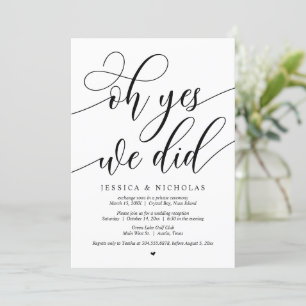 Invitación Fiesta de Boda Fugada, Oh Sí, Lo Hicimos Invitació