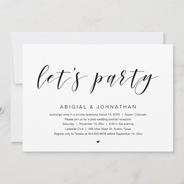 Invitación Fiesta de Boda Fugada, ¡Vámonos a la Fiesta (Anverso)