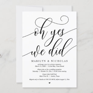 Invitación Fiesta de Boda Fugaz, Oh Sí, Lo Hicimos