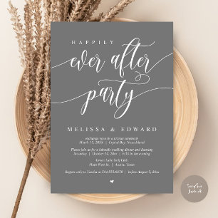 Invitación Fiesta de Boda Fugaz "Por Siempre Felices", Gris O