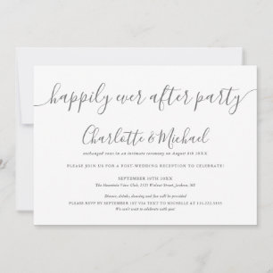 Invitación Fiesta de Boda Gray And White Happily Ever After