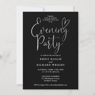 Invitación Fiesta de boda por la noche con guion en blanco y
