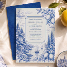 Fiesta de Boda Toile Costera Italiana Azul