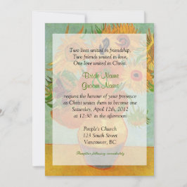 Invitación fiesta de bodas cristiana de girasoles vintage