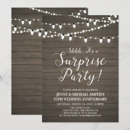 Invitación Fiesta de Bodas de aniversario sorpresa de madera 