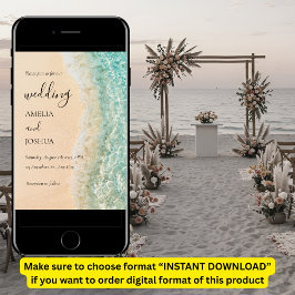 Invitación Fiesta de bodas de arena blanca de verano en Ocean