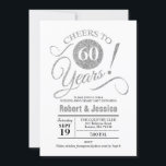 Invitación Fiesta de Bodas de Diamante - Plata Blanco<br><div class="desc">Invitación a la fiesta de bodas de diamante.
Diseño elegante en plata falso brillante y blanco. Características tipografía moderna en letra script. ¡Salud por 60 años! Se puede personalizar para cualquier año.
Por favor,  envíeme un mensaje si necesita más personalización.</div>