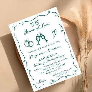 Invitación Fiesta de Bodas de Esmeralda número 55 Dibujada a 