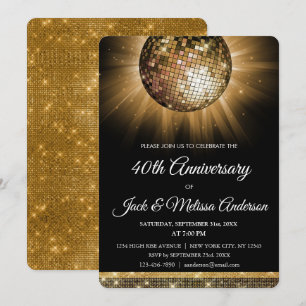 Invitación Fiesta de Bodas de Oro - Bola de Discoteca Dorada