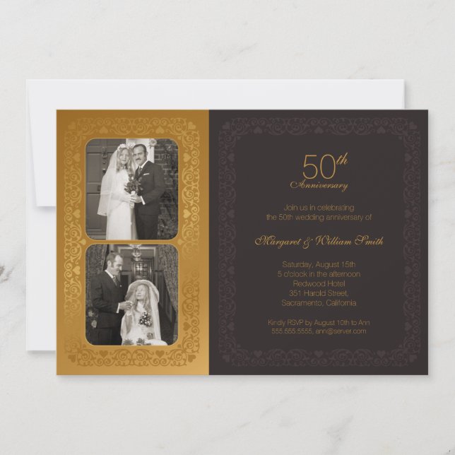 Invitación Fiesta de Bodas de Oro de Golden Photos 50 Anivers (Anverso)