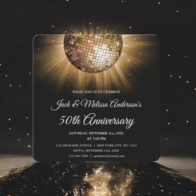Invitación Fiesta de Bodas de Oro número 50 Bola de Discoteca (Subido por el creador)
