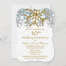 Invitación Fiesta de Bodas de Oro 'Winter Silver Gold Snowfla