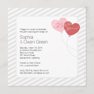 Invitación Fiesta de Bodas de Plata 25º Aniversario con Globo
