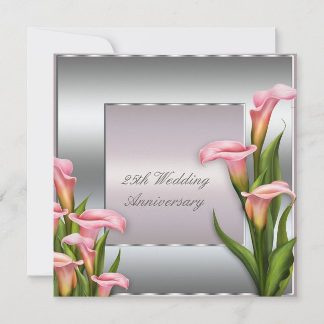 Invitación Fiesta de Bodas de Plata de Lirio Calla (Anverso)