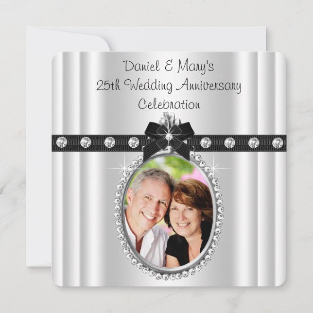 Invitación Fiesta de Bodas de Plata de Plata 25º Aniversario (Anverso)