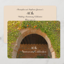 Fiesta de Bodas de Rubí con Arco Rústico y Naranja