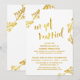 Invitación Fiesta de bodas después de casados con oro y blanc