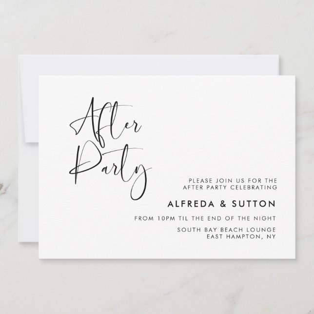 Invitación Fiesta de bodas elegante y moderna después de la b (Anverso)