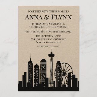 Invitación Fiesta de bodas en el Skyline de la ciudad de Seat