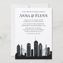 Invitación Fiesta de bodas en la ciudad de Boston en Massachu